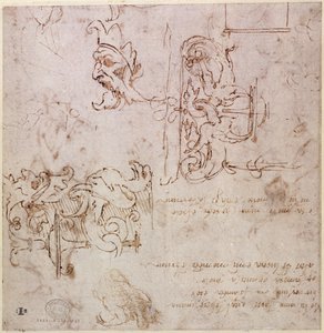 W.3v Esquisses grossières de dessins pour meubles et décorations - Michelangelo Buonarroti